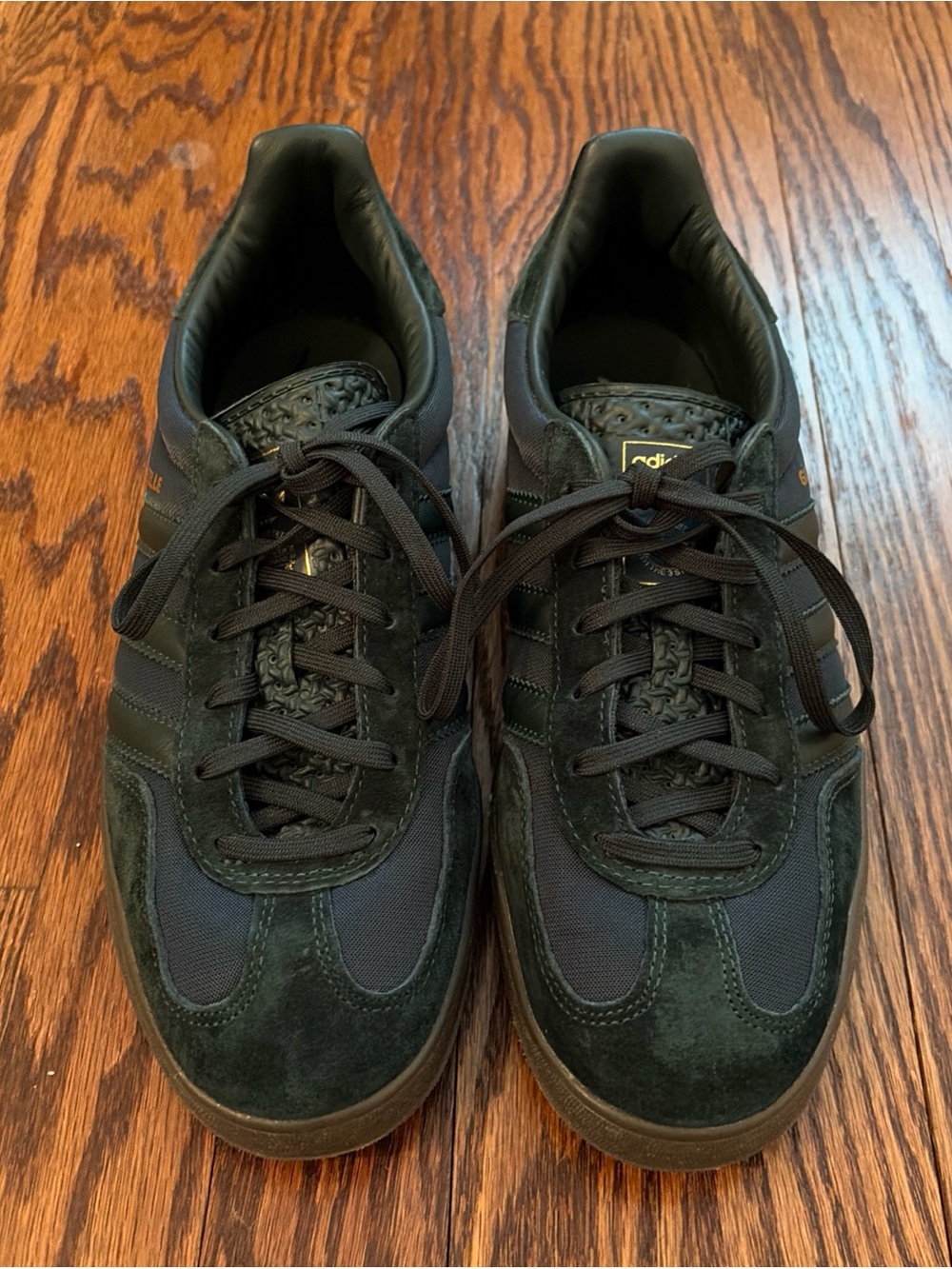 adidas Men’s Dark Green & Black Suede Mesh Sneakers
